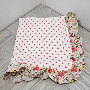Haute Baby White Pink Polka Dot Circle Blanket Ruffle Floral Baby Meadow Flower